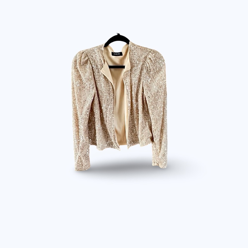 Chic Gold Sequin Blazer